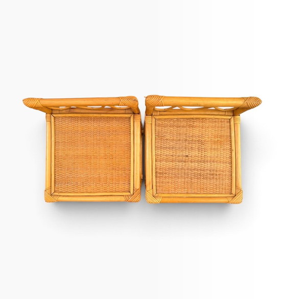 Coppia di Comodini Vintage in Bamboo e Midollino Intrecciato – Bambù (photo 8 of 13)