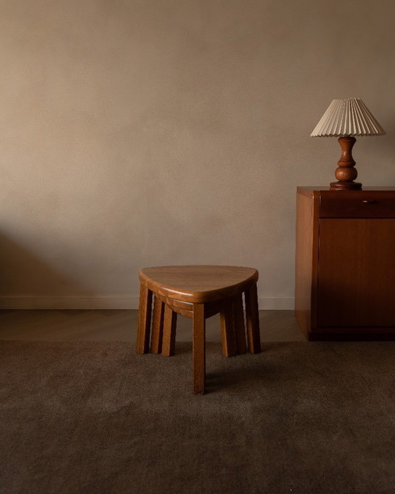 Image 1 of Tavolini laterali vintage in rovere - Mimiset in rovere massello anni '70