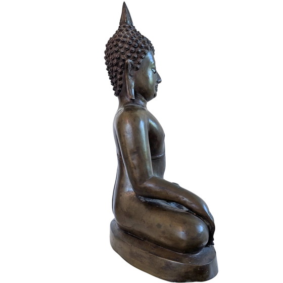 Museum-Quality Lan Xang Masterpiece – Fire-Gilded Bronze with Inlaid Ivory – 46 cm – Sculpture, Gold (photo 3 of 10)