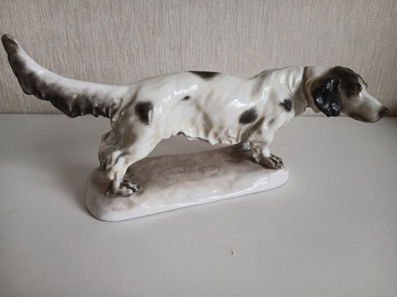 Image 1 of Gyorgy Vastagh Herend, groot porseleinen beeld Ierse Setter