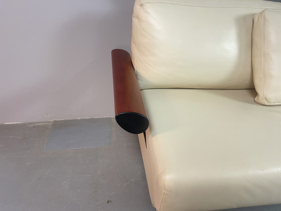 Divano paesaggistico Frighetto in pelle crema italiana con chaise longue e tavolo, Italia, anni '80-'90 (photo 4 of 15)