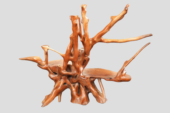 Image 1 of Fioriera e piedistallo rustici moderni Adirondack – Arte in legno organico con 3 ripiani