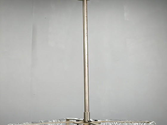 1970s Kamenicky Senov Czech Crystal Glass and Chrome Pendant Light, Chandeliers, Metal, Transparent (photo 7 of 10)