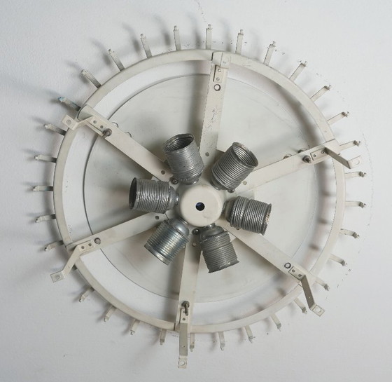 Plafonnier vintage Doria en verre glacé, style années 1960, avec 32 tubes en verre. – Metal (photo 13 of 13)