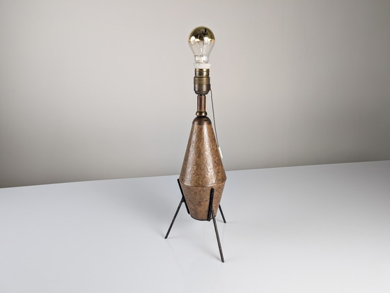 Image 1 of Lampada da tavolo brutalista in ceramica e ferro, anni '50