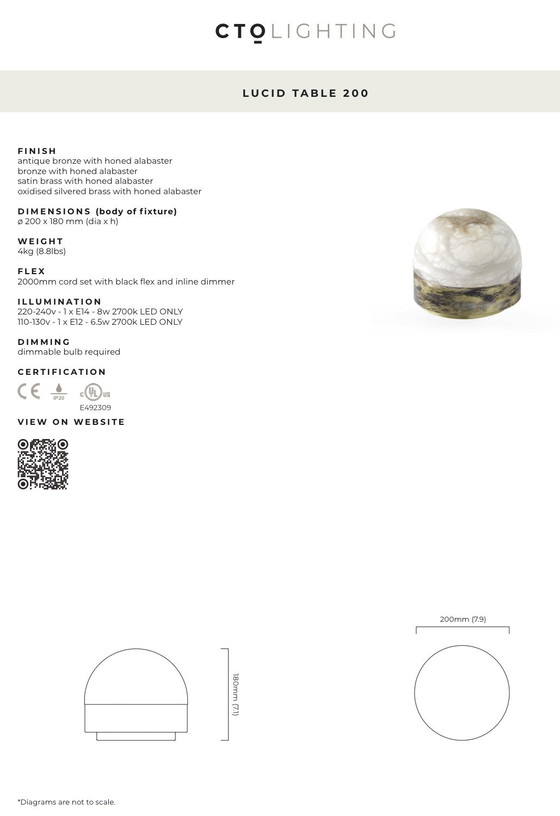 CTO-Lighting Lucid table 200 – CTO Lighting, Lampes, Bronze, Marble (photo 5 of 5)