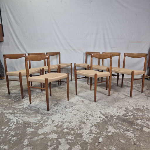 H.W. Klein, sillas danesas vintage Bramin, nuevas con cordón de papel