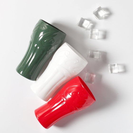 Image 1 of Set di 3 bicchieri Coca-Cola italiani / Bicchieri Coca-Cola tricolore verde, bianco e rosso