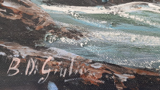 Image 1 of Bruno DI GIULIO - Mareggiatta al Tramonto - Artist's painting