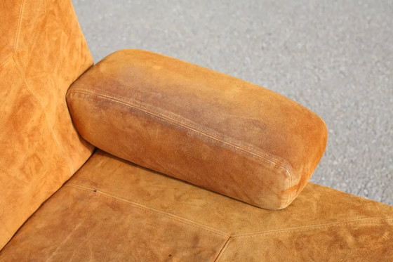 Image 1 of Canapé Orange Cuir Suédé et Acier