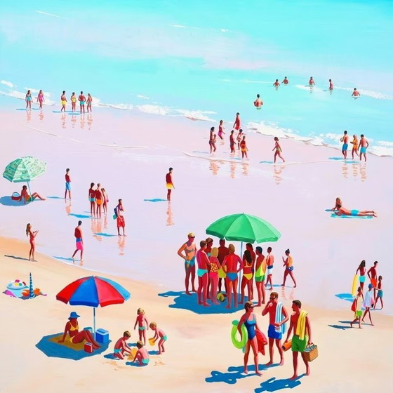 Exhibition Piece – Tiny People - Summer Beach| Contemporary Modern art| 3-part | 180 × 60 cm | 5 mm Acrylic (photo 5 of 5)