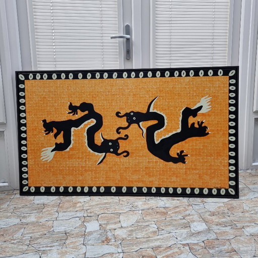 Frances Eckhardt - handmade artwork dragons 80x140 cm framed