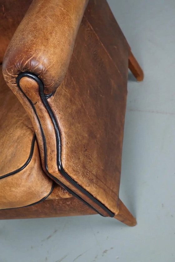 Image 1 of Vintage Nederlandse cognackleurige leren clubfauteuil