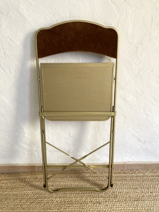 Image 1 of Silla de ópera plegable de metal dorado, década de 1960-1970