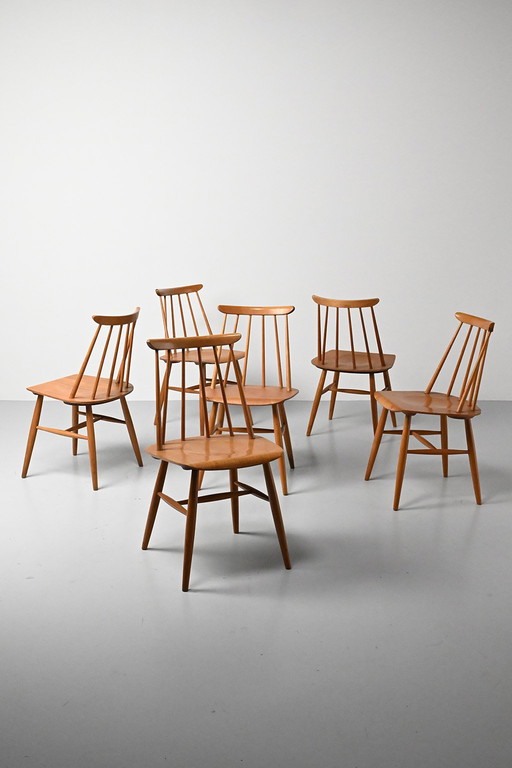 Set van 6 spijlenstoelen