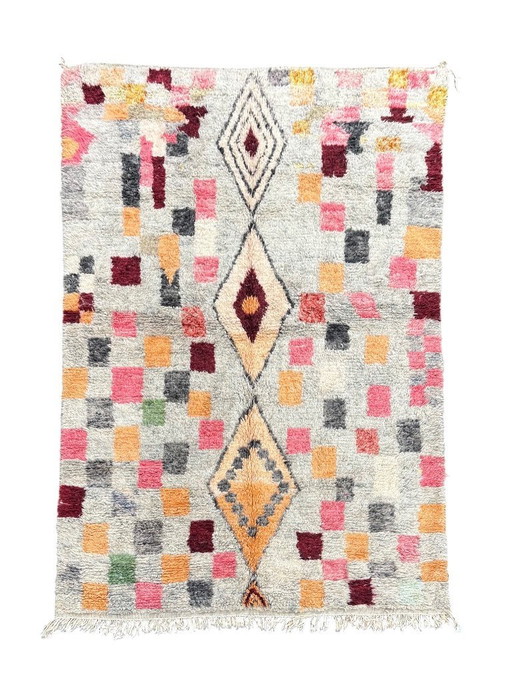 Handmade Moroccan Boujad Wool Rug 190x300 cm – Colorful Abstract Design 