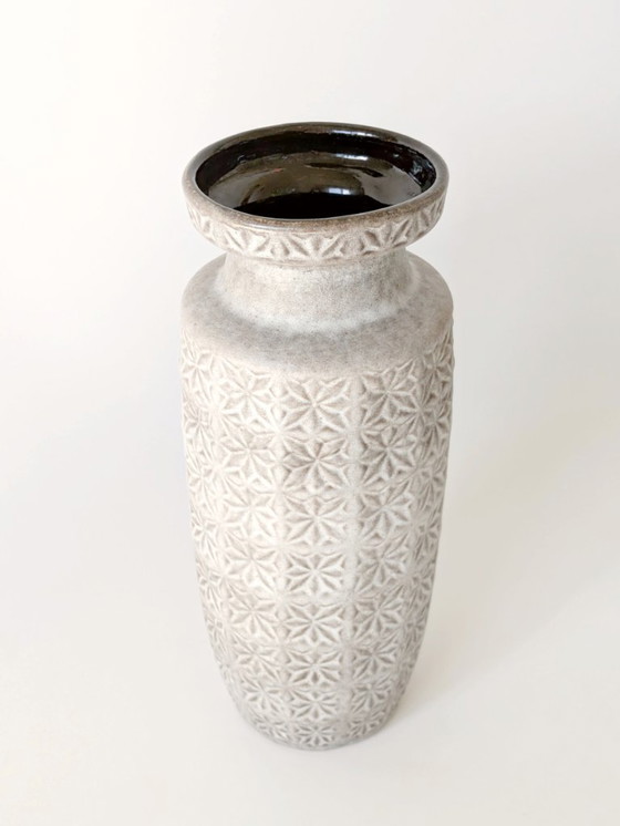 Image 1 of 1960 Grote Scheurich Keramische Vaas | Prisma Decor Grijs Blauw | West Duitsland