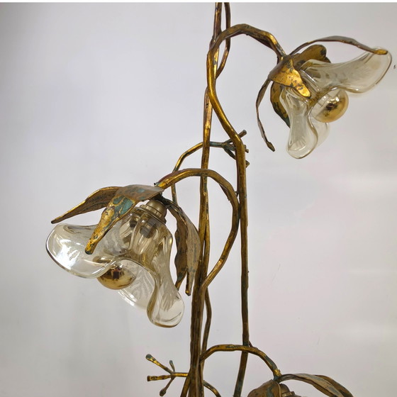 Image 1 of XL Poliarte Stehleuchte aus Schmiedeeisen mit Murano-Glas, italienisches Design der 70er Jahre