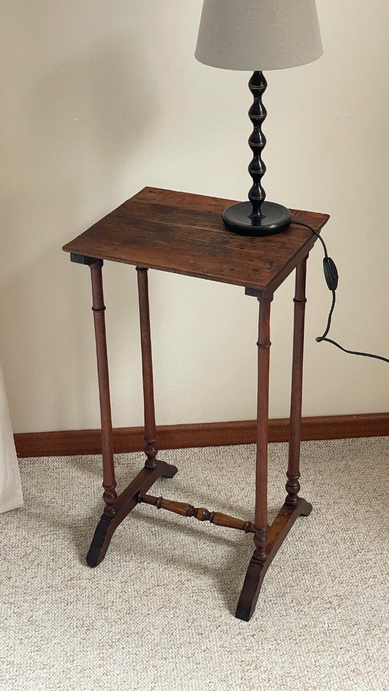 Image 1 of Antique Turned Wood Bedside Table