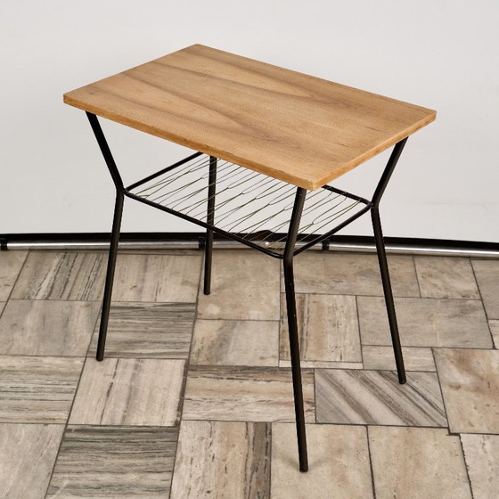 Vintage eikenhouten bijzettafel, jaren 60, Tsjechoslowakije – Wood (photo 3 of 5)