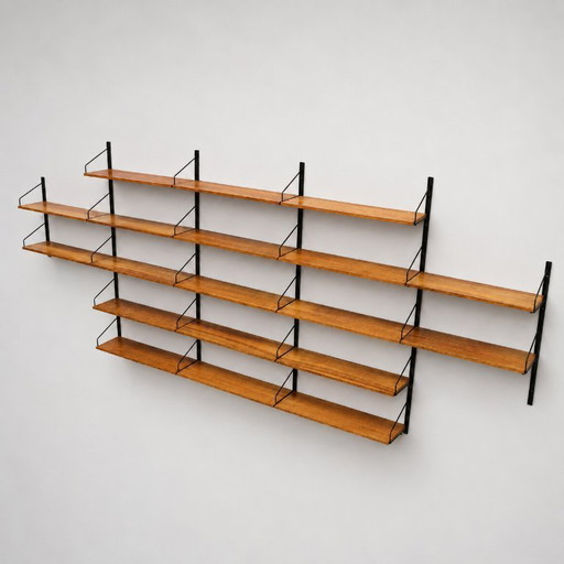 Gran sistema de estanterías de pared de estilo vintage, fabricado en la década de 1960.