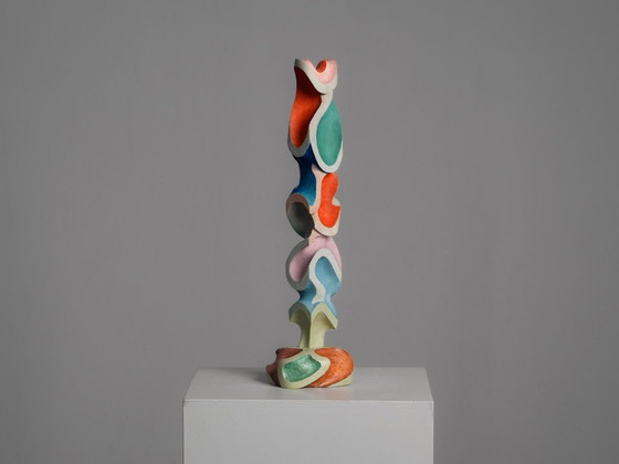 Abstrakte polychrome Holz-Bildhauerei, zugeschrieben Ivan Stoyanov, Bulgarien, 1981 (photo 3 of 10)