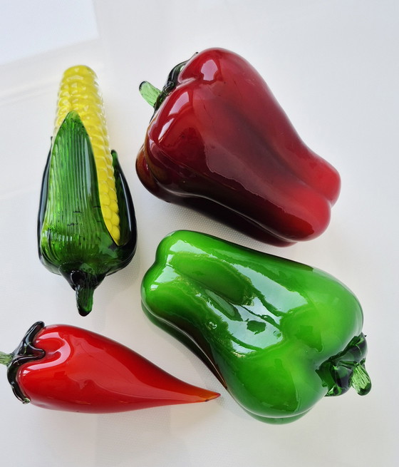 Image 1 of 4 glass sculptures "Vegetables" in Murano style