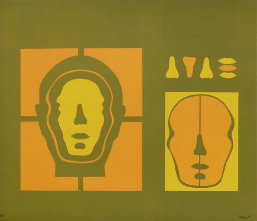Roy ADZAK Visage positif Litografia firmata 1972