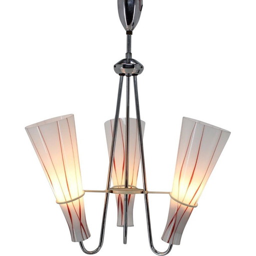 Vintage verchroomde hanglamp, Tsjecho-Slowakije 1960