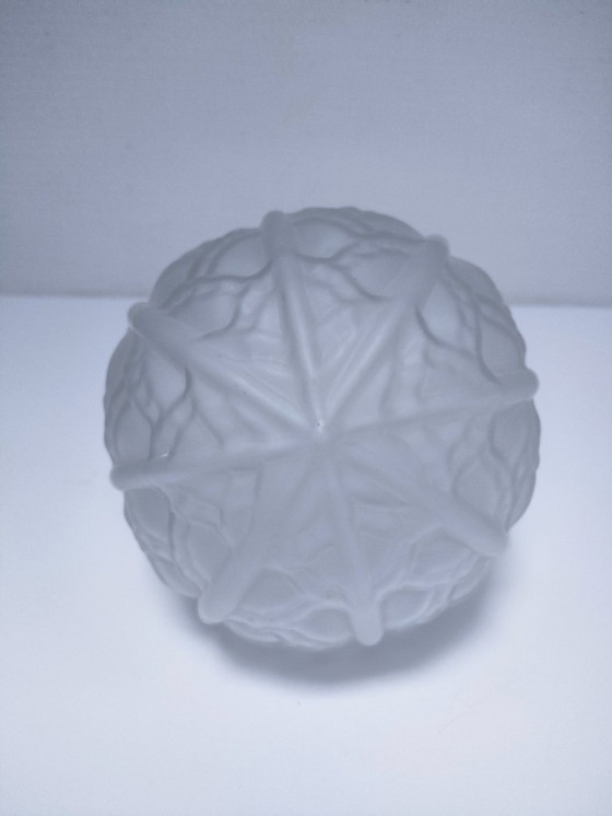 Image 1 of suspension art déco globe verre monture métal chromé