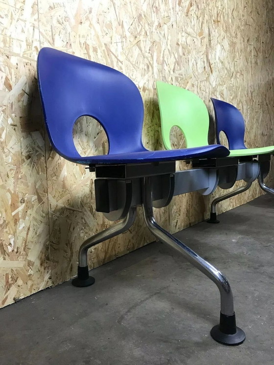 Image 1 of Banc 3 places Paul Barbieri Oliva Rexite 3 places Chaise Banc d'attente Chrome Italy