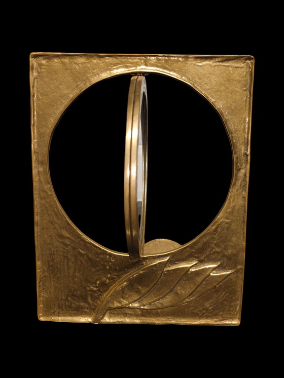 Image 1 of Tonini Brass Mirror & Photo Frame | Italian Brass Mirror Frame Mid Century Design"