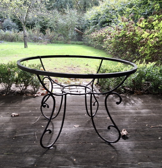 Round Wrought Iron Table With 12 Mm Thick Tempered Frosted Glass (photo 13 of 15)
