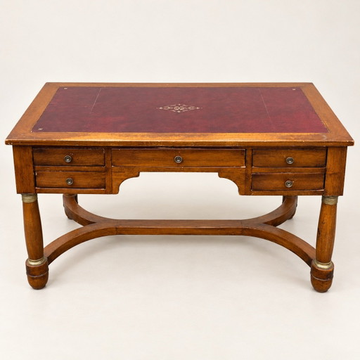 Bureau français du XIXe style empire en acajou, cuir avec rallonges