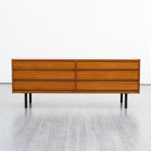 Commode à tiroirs des années 60, en noyer, restaurée