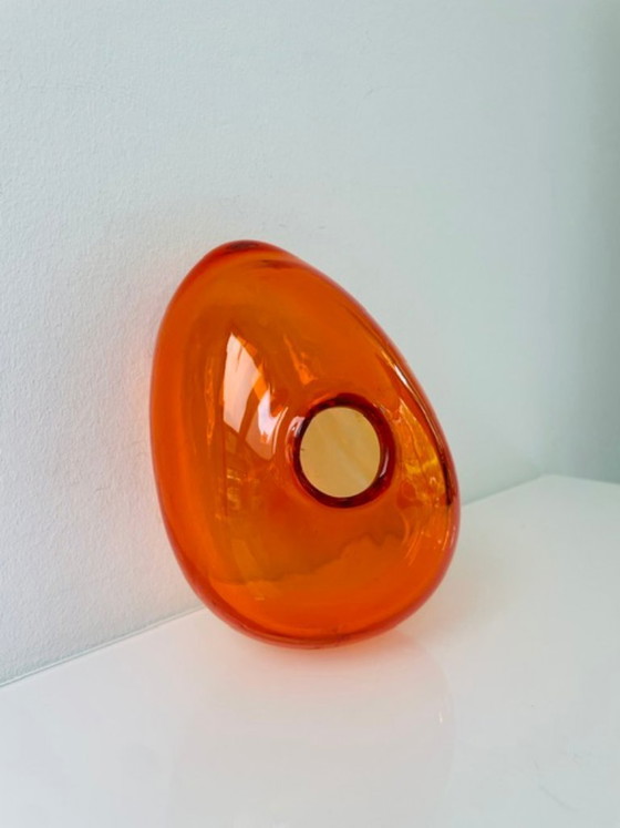 Image 1 of Mouth-blown orange glass vase, organic shape