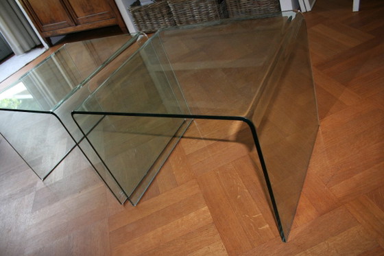 2 mesas auxiliares originales FIAM Italia D-LI – Cristal curvado – Fabricadas en Italia – Glass (photo 14 of 22)