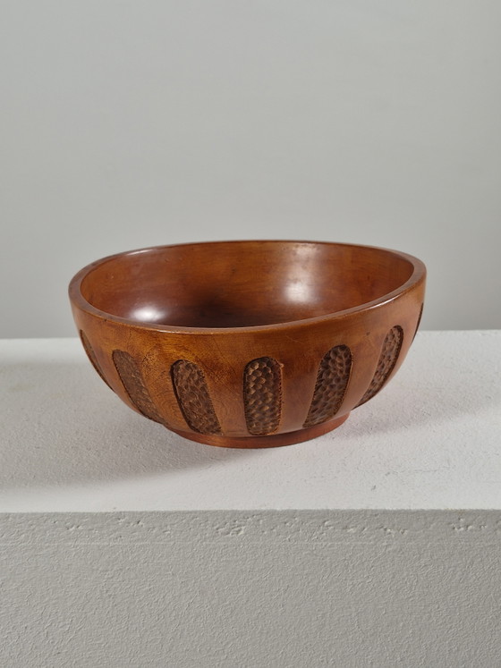 Cuenco antiguo tallado a mano firmado 1930 Scandi – Madera (photo 11 of 14)