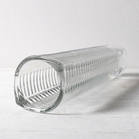 Image 1 of Mid-century Stylish Clear Pressed Glass Vintage Vase by Miloš Filip / Nemšová / Czech Republic / 1962