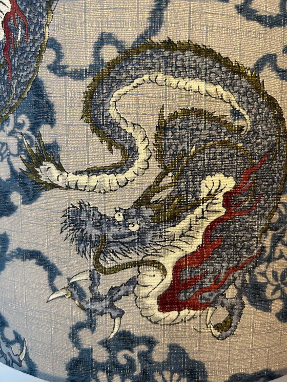 Image 1 of Striking table lamp with dragon shade - upcycled from a Fat Lava vase by Bay