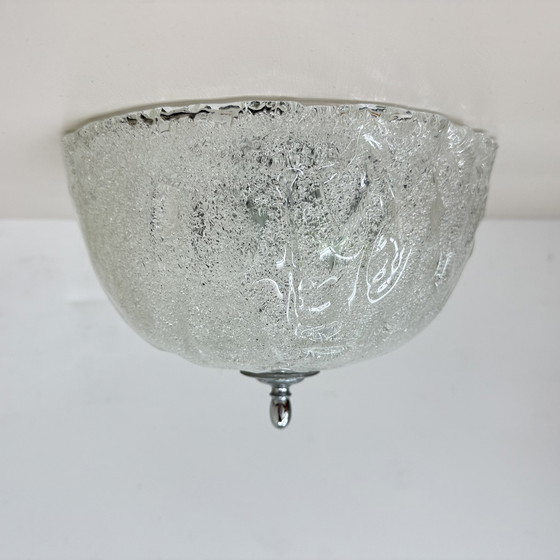 Image 1 of Vintage matglazen plafondlamp , jaren 1970