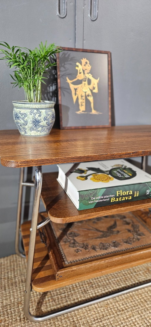 Mid-century tubular frame side table