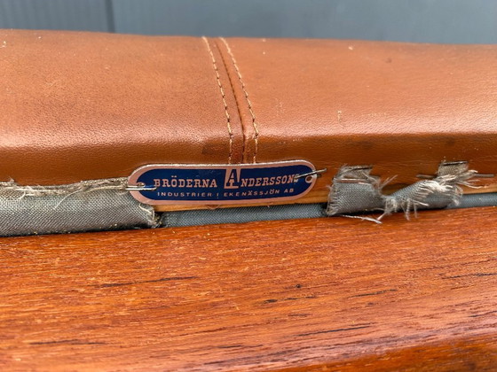 Image 1 of Poggiapiedi vintage in legno di faggio e pelle per Bröderna Andersson,