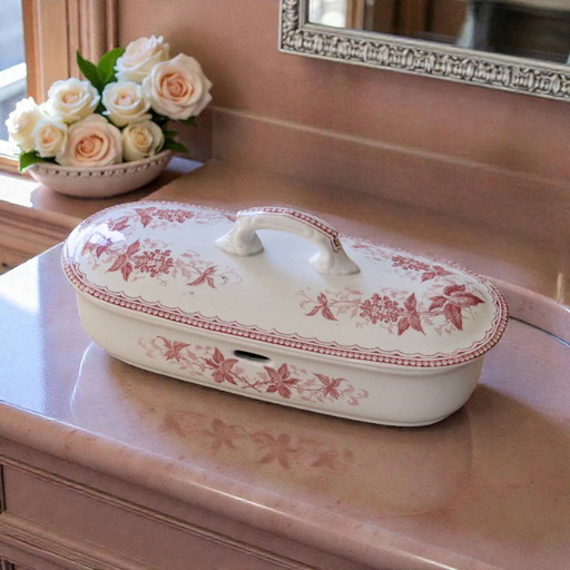 19th century comb holder, Dutch ironstone, signed Maastricht "Spring"