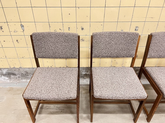 Image 1 of Set van zes vintage stoelen in Wengé-stof.