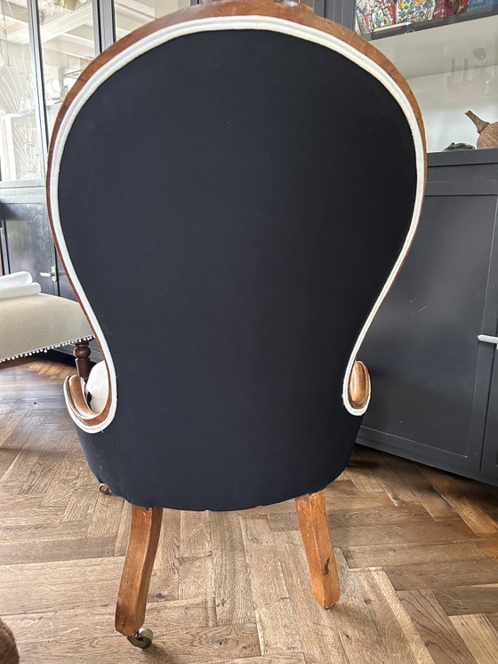 Image 1 of Antique Biedermeier knitting chair, newly upholstered