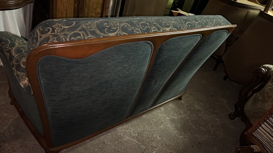 Image 1 of Banco Jugendstil kersenhouten con 2 fauteuils 