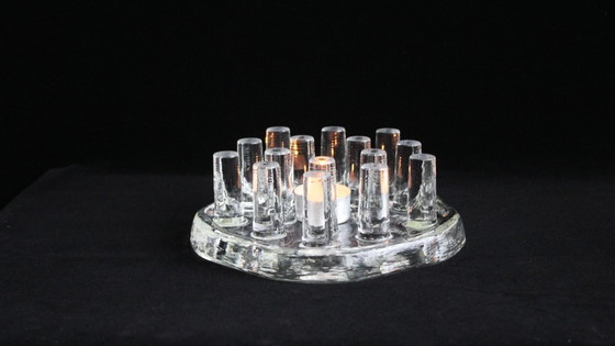 Image 1 of Theelichthouder, glaswarmer, theepotwarmer, rond, zwaar glas, Georgshütte glaskunst