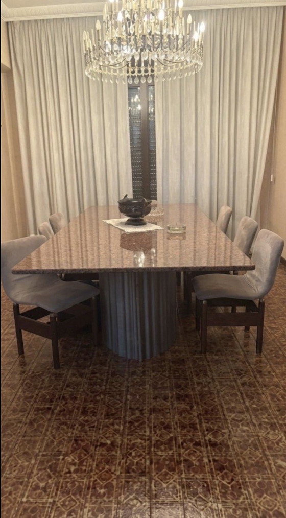 Monumental Brutalist Dining Table in Rosa Porrino Granite & Cast Aluminum by Max Papiri – Marble (photo 6 of 10)