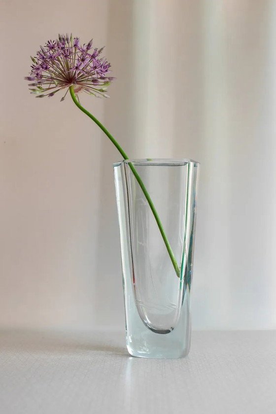 Image 1 of Etched glass vase with nautical theme from Strömbergshyttan, Sweden